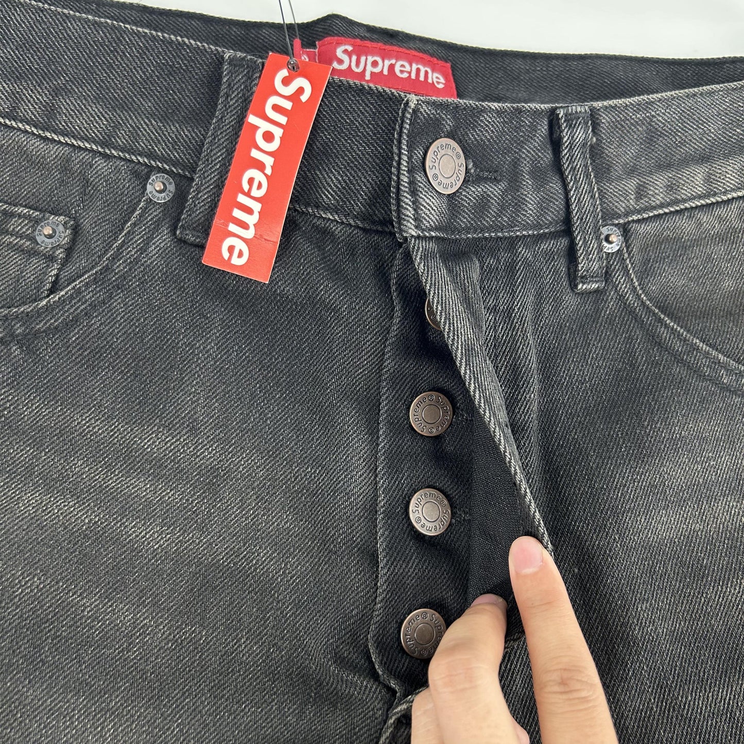 Supreme Baggy Jeans Distressed Loose Fit Selvedge