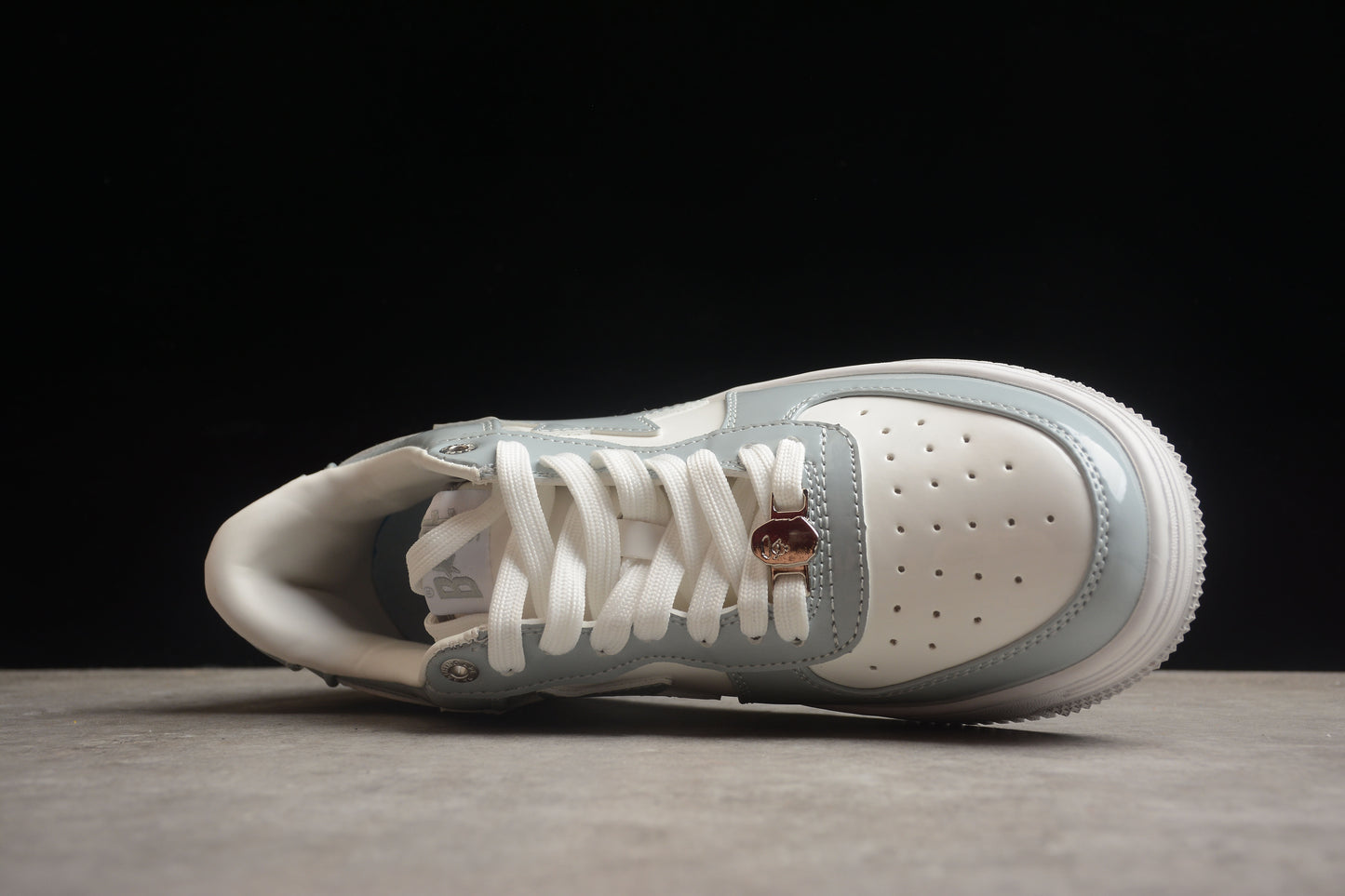 Bape Sta Patent Leather Gray and White