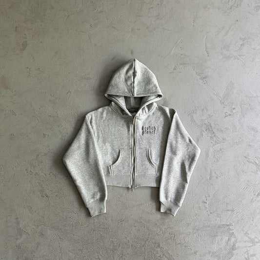 Broken Planet Womens Basics Cropped Zip Up Hoodie