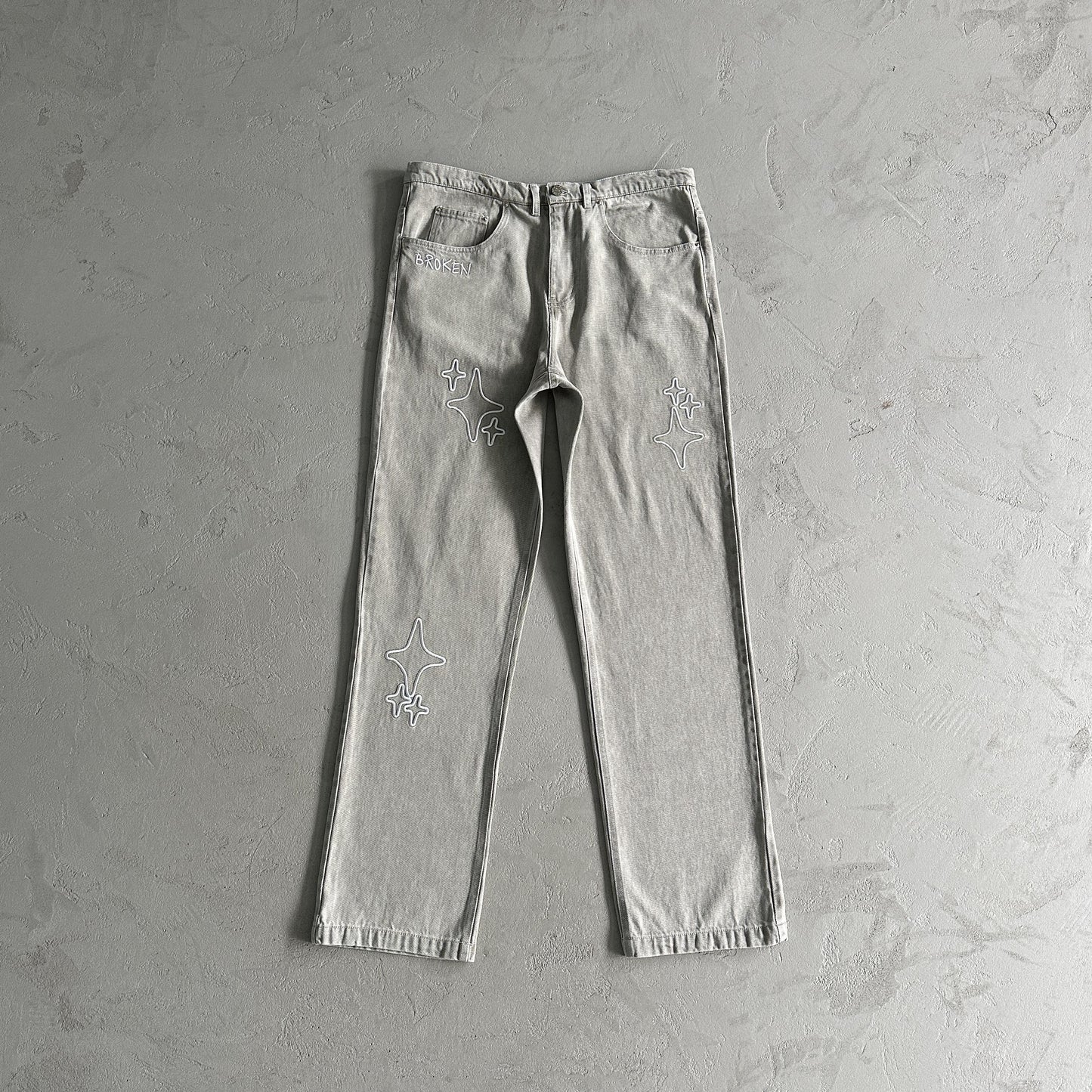 Broken Planet White Star Pants