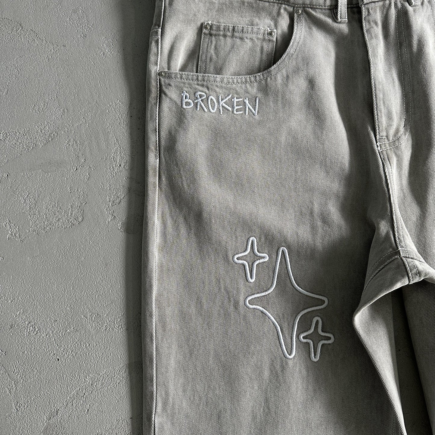 Broken Planet White Star Pants